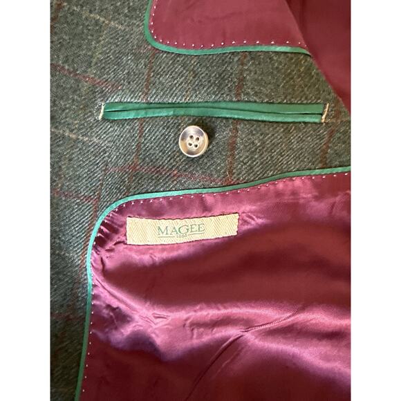 Beretta Magee Wool Blazer Green Plaid Sport Coat 44R - Picture 6 of 9